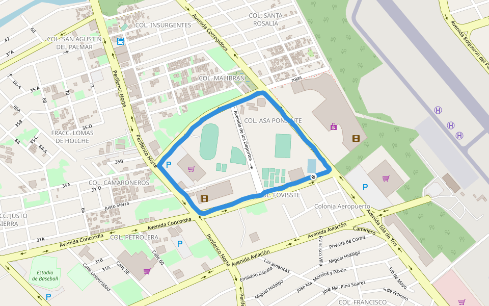 Área de Protección de Flora y Fauna de Términos walking route map in Ciudad del Carmen