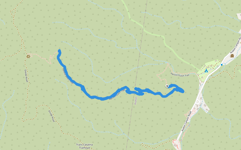 Hermit Gulch Trail walking route map in Avalon
