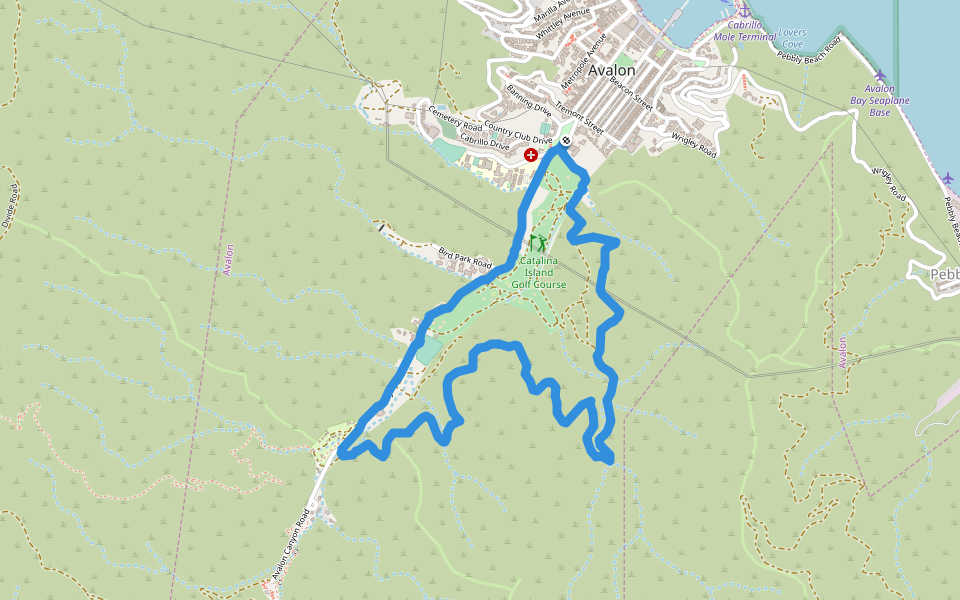 Catalina Island Golf Course walking route map in Avalon