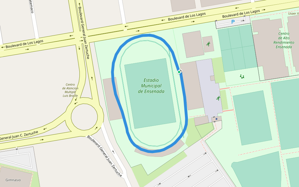 Ciudad Deportiva Valle Dorado walking route map in Ensenada
