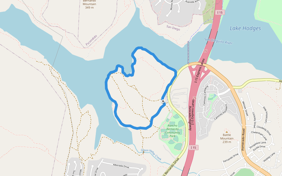 Lake Hodges 걷기 및 달리기 트레일 샌디에이고, 캘리포니아 주, 미국 Pacer