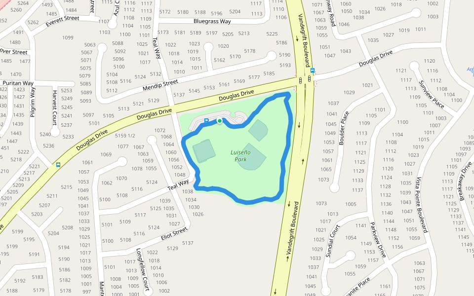 Luiseño Park walking route map in Oceanside