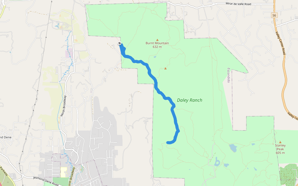 Cougar Ridge Trail walking route map in Escondido