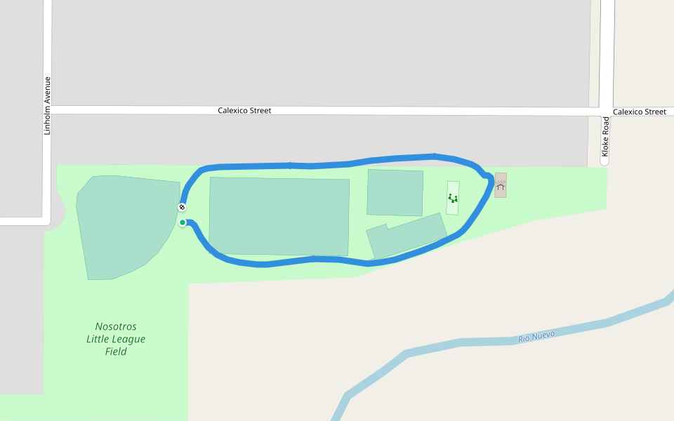 Nosotros Little League Field walking route map in Calexico