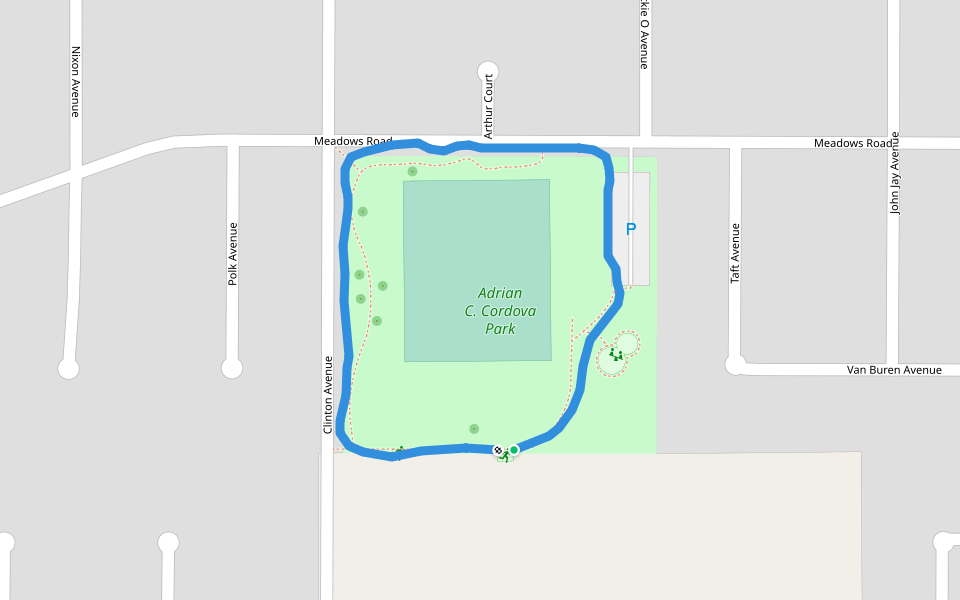 Adrian C. Cordova Park walking route map in Calexico