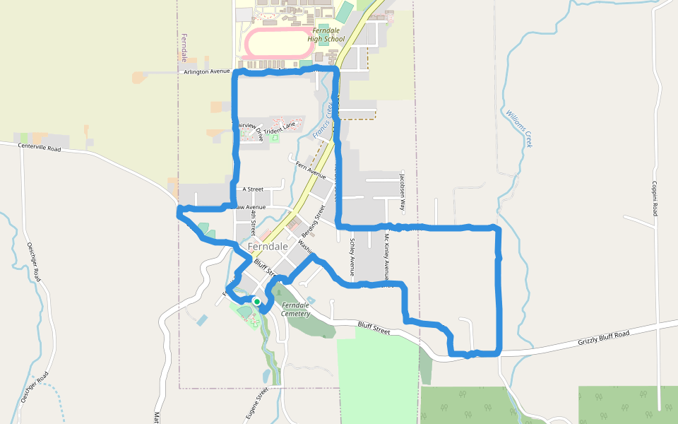 Firemen's Park walking route map in Ferndale