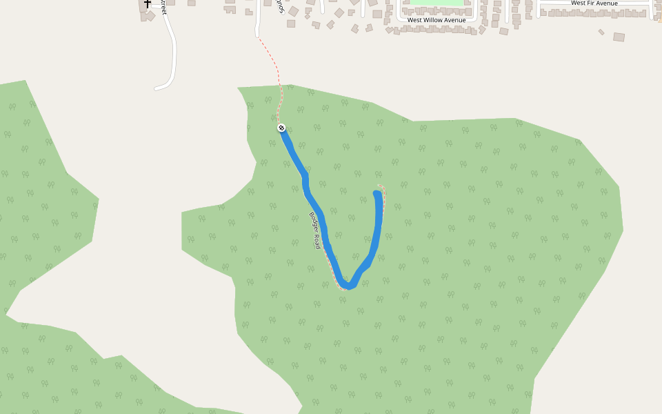Bodger Road walking route map in Lompoc