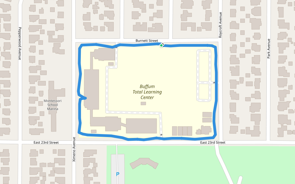 Buffum Total Learning Center walking route map in Long Beach