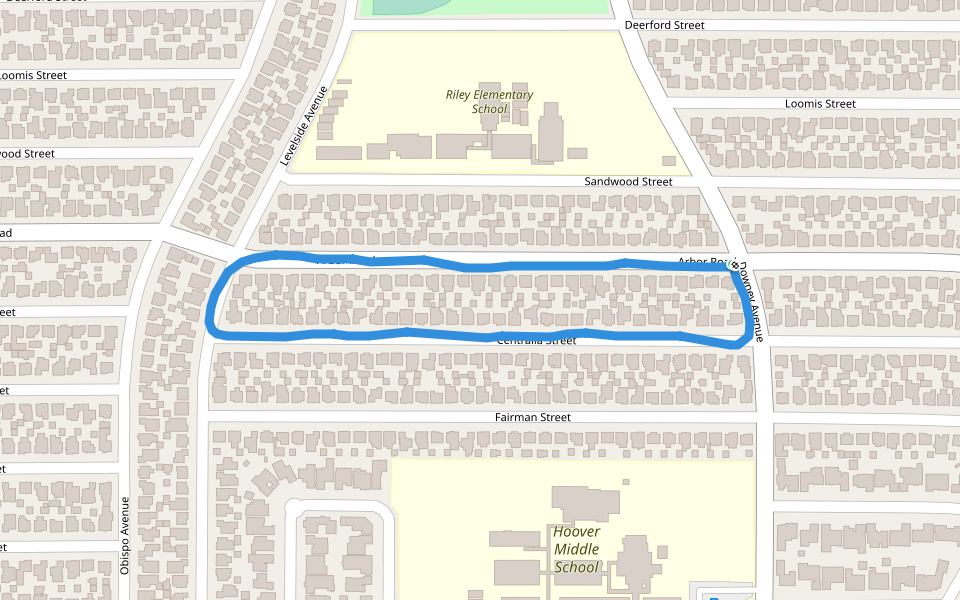 Riley Elementary School walking route map in Lakewood