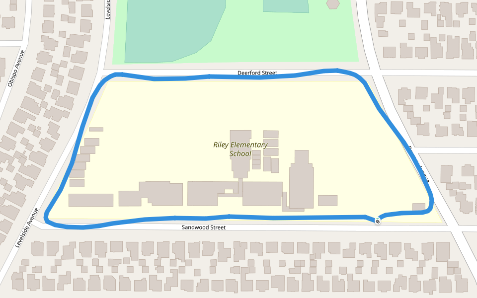 Simon Bolivar Park walking route map in Lakewood