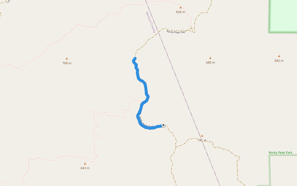 Rocky Peak Park walking route map in Simi Valley