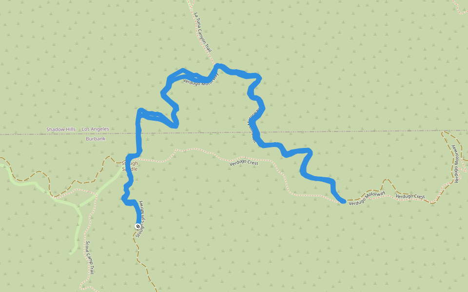 Verdugo Mountains - Verdugo Motorway walking route map in Burbank