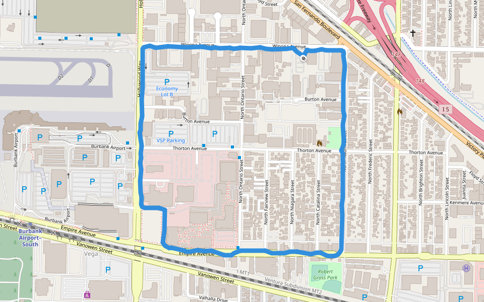 Marriott walking route map in Burbank