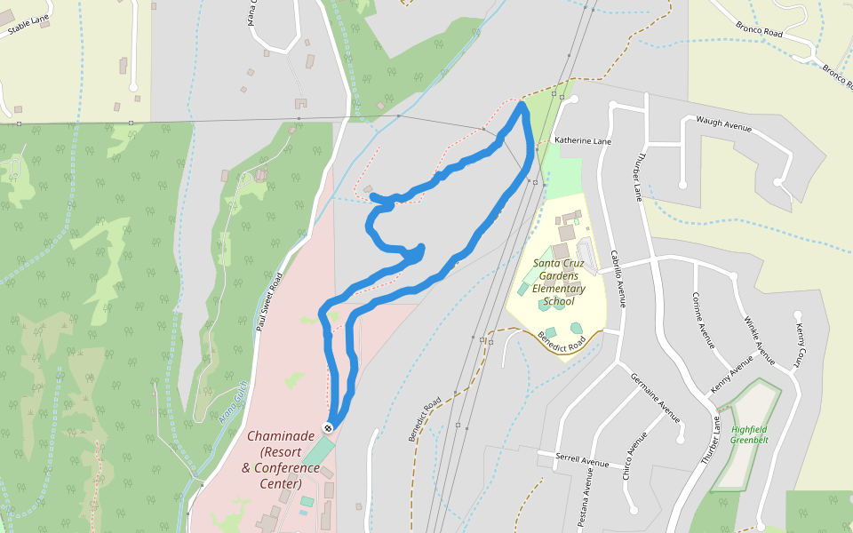 Santa Cruz Gardens Park walking route map in Santa Cruz