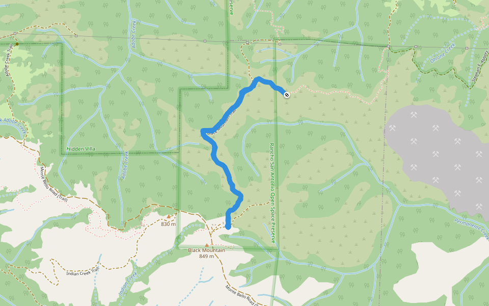 Black Mountain Trail - Quarry Trail walking route map in Los Altos