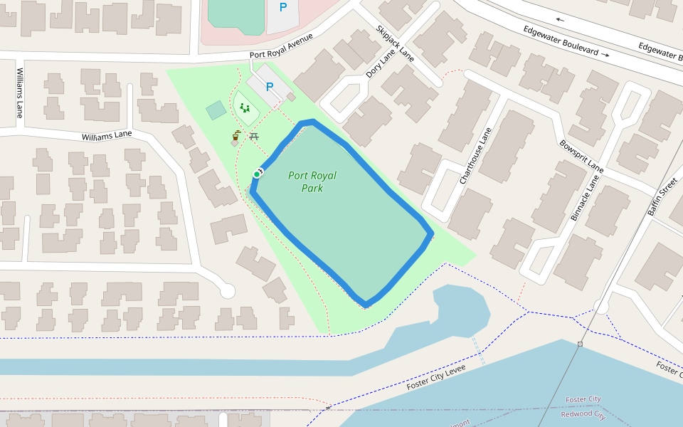 Port Royal Park walking route map in Foster City