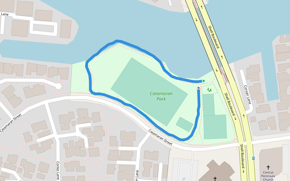 Catamaran Park walking route map in Foster City