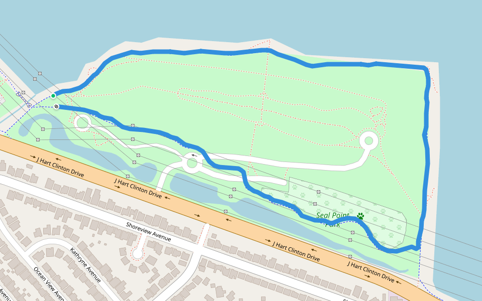 Seal Point Park walking route map in San Mateo