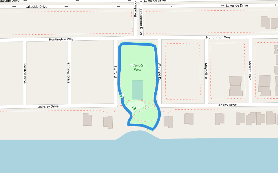 Tidewater Park walking route map in Lathrop