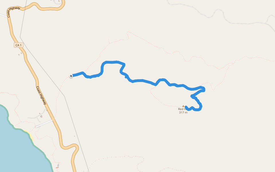 Sonoma Coast State Park - Red Hill Trail walking route map in Jenner