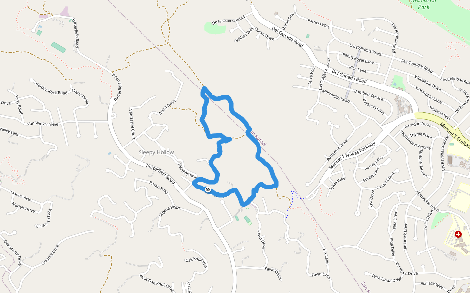 Hidden Valley Elementary School walking route map in San Anselmo