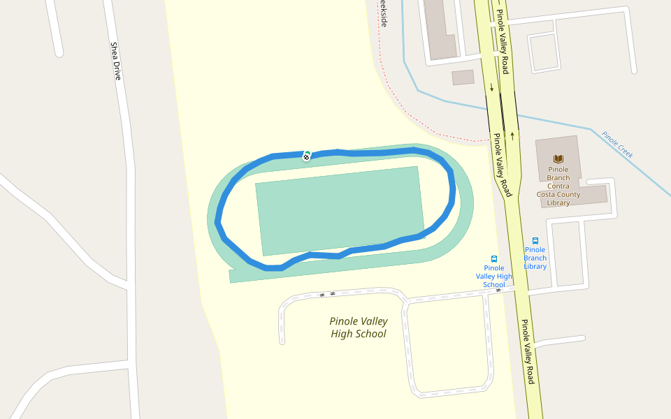 Pinole Valley High School walking route map in Pinole