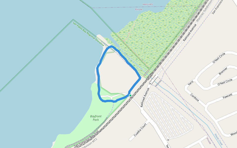 Bayfront Park walking route map in Pinole