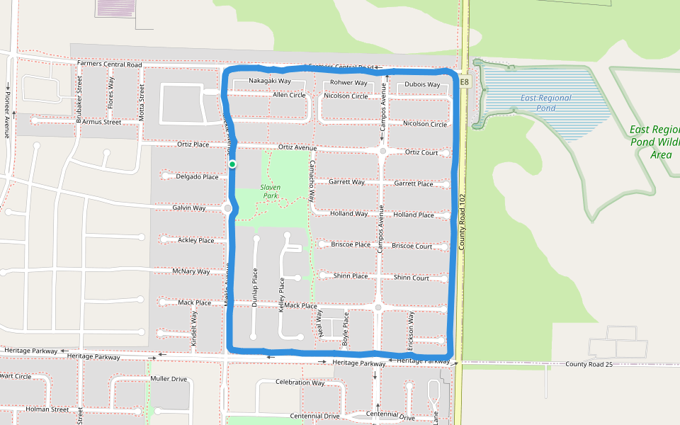 Slaven Park walking route map in Woodland