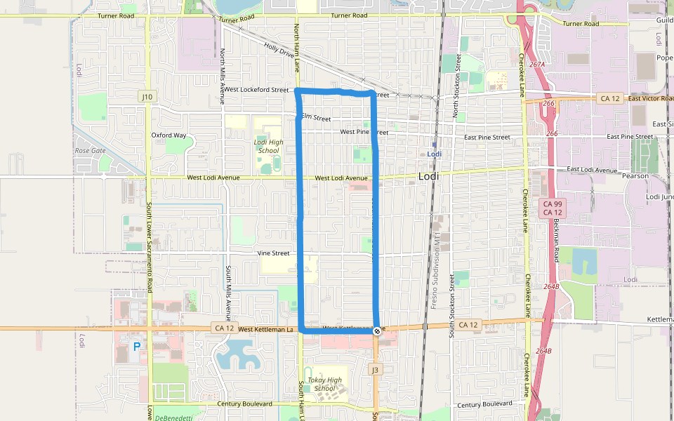 Lodi walking route map in Lodi