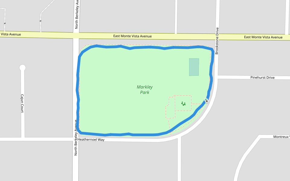 Markley Park walking route map in Turlock
