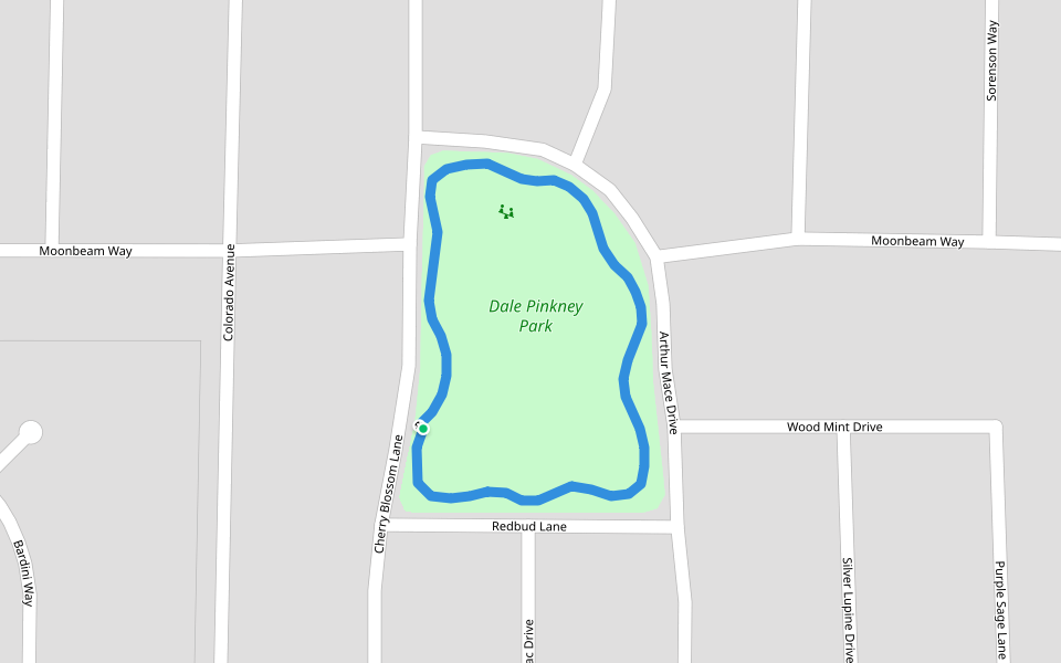 Dale Pinkney Park walking route map in Turlock