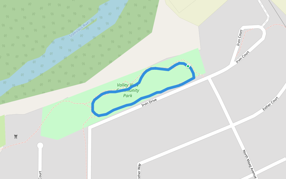 Valley View Community Park walking route map in Oakdale