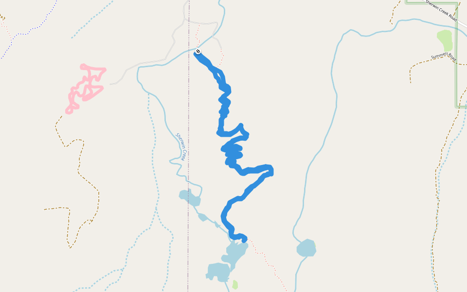 Sherwin Lakes Trail walking route map in Mammoth Lakes