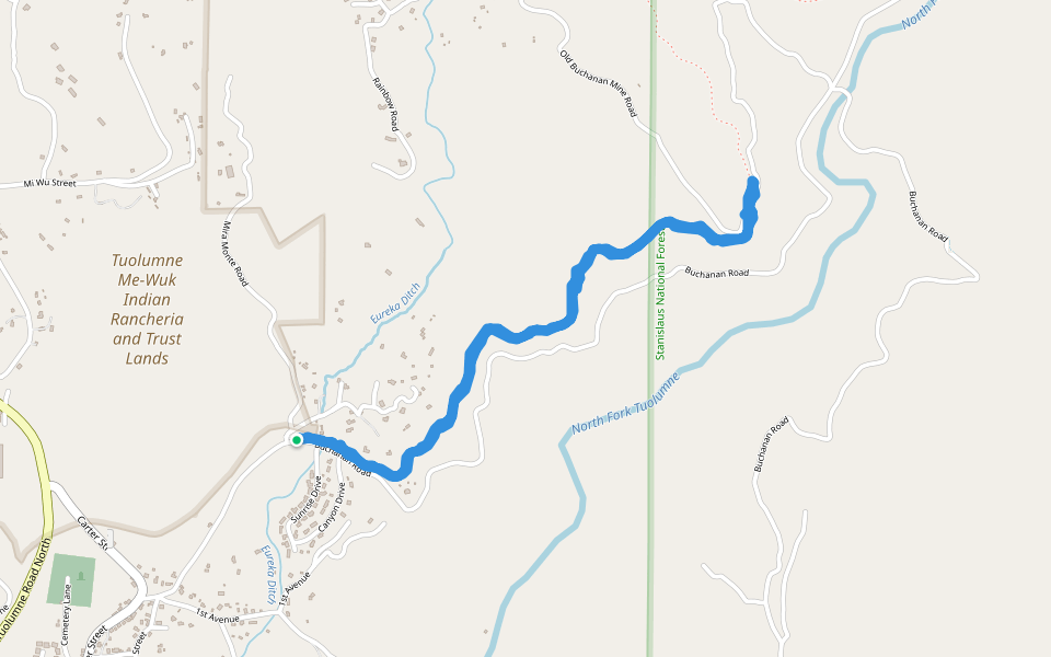 Westside Trail walking route map in Tuolumne