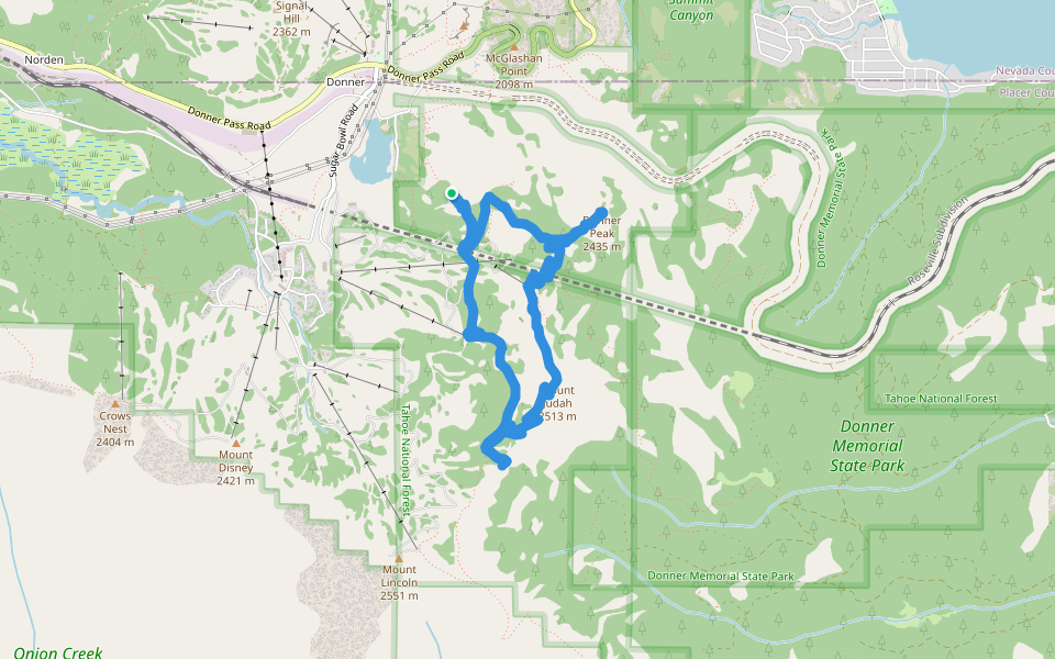 Mount Judan Loop - Donner Peak walking route map in Truckee