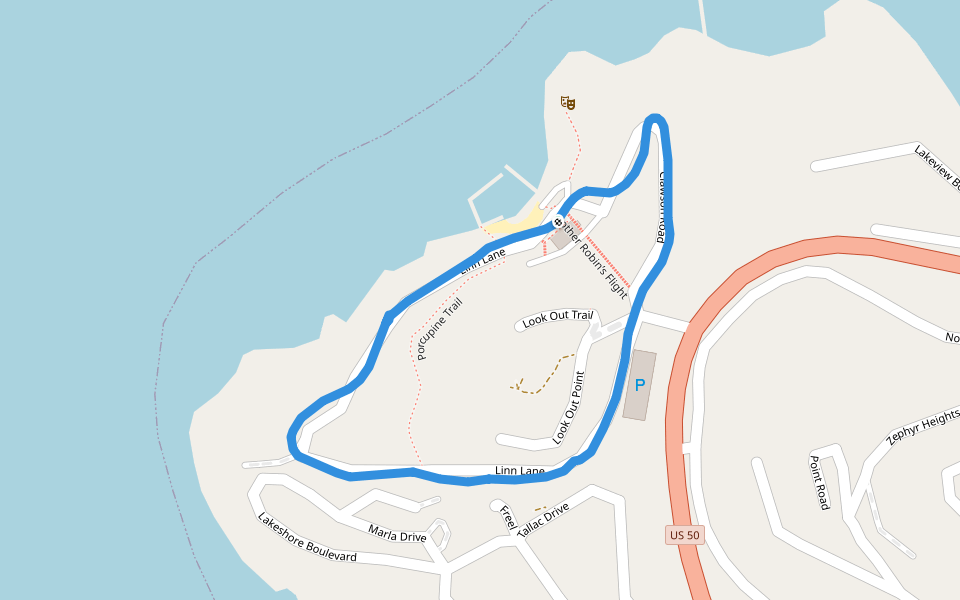 Lake Tahoe Basin Management Unit walking route map in Zephyr Cove