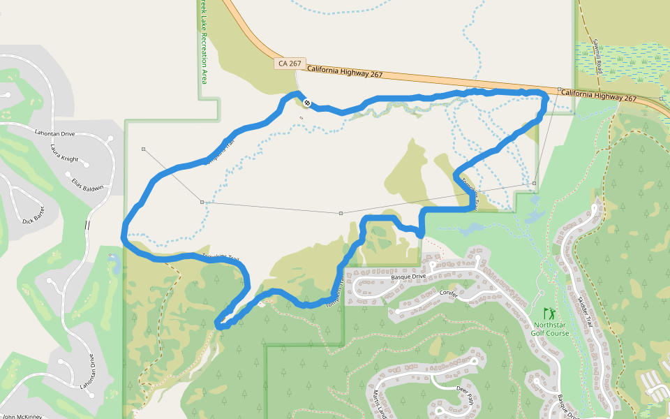 Tahoe National Forest walking route map in Truckee