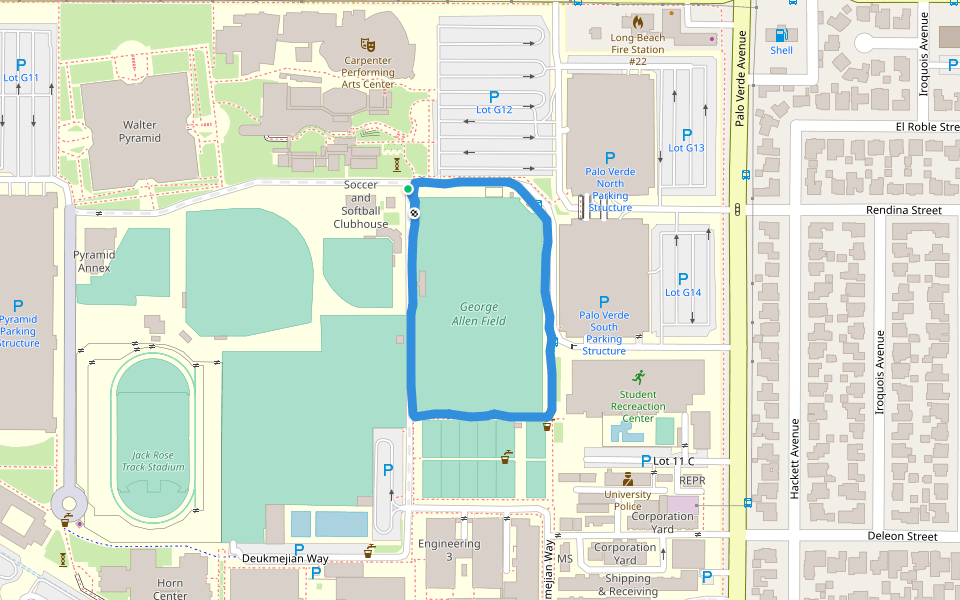 George Allen Field walking route map in Long Beach