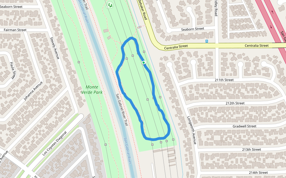 Rynerson Park walking route map in Lakewood