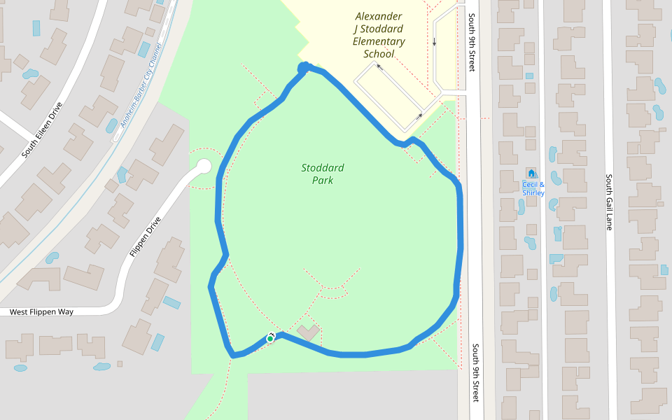 Stoddard Park walking route map in Anaheim