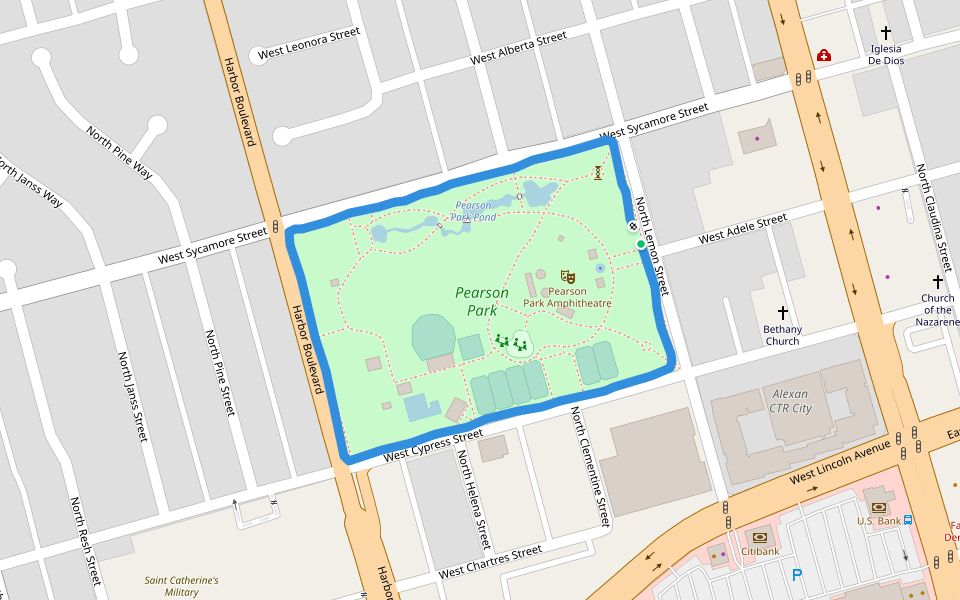 Pearson Park Walking and Running Anaheim, California, USA Pacer