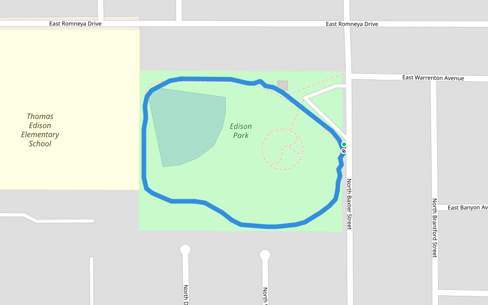 Edison Park walking route map in Anaheim