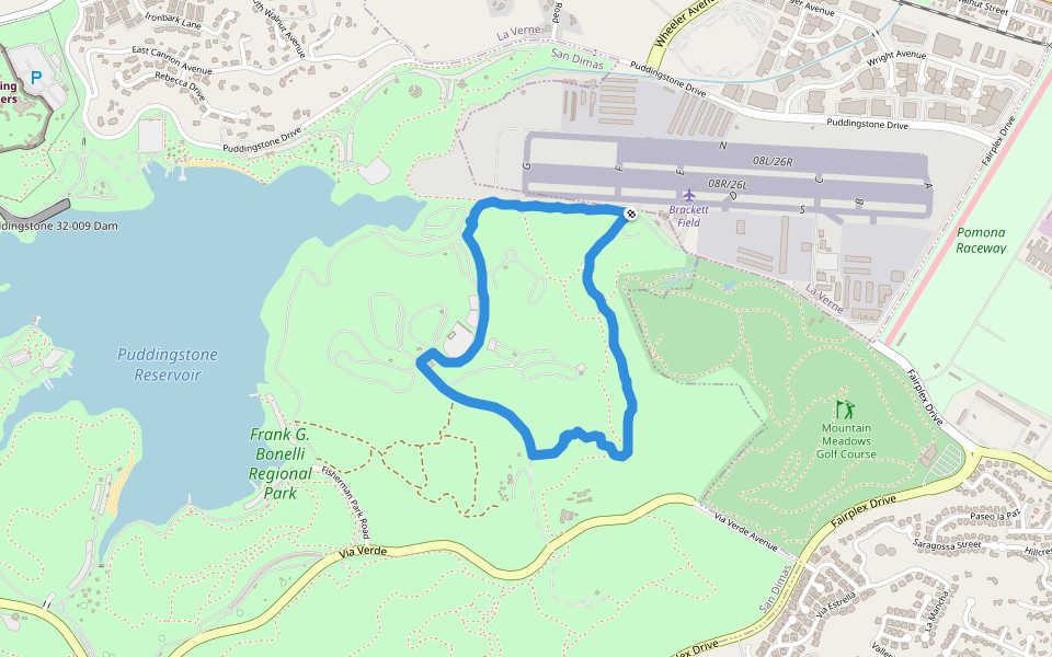 Frank G. Bonelli Regional Park walking route map in La Verne