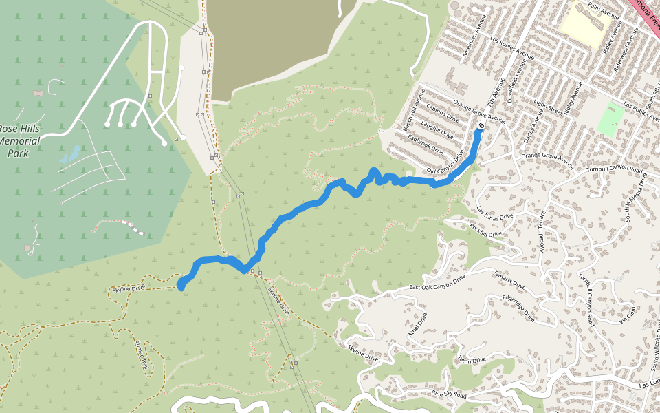 Ahwingna Trail - Coyote Trail walking route map in Hacienda Heights