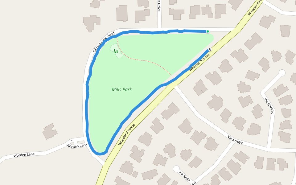 Mills Park walking route map in La Verne