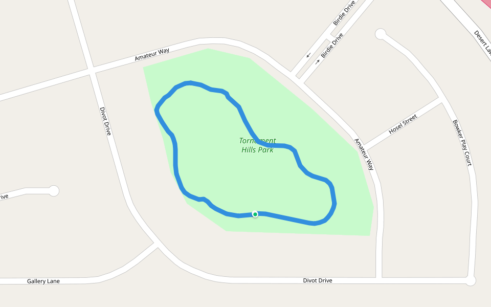 Tornament Hills Park walking route map in Beaumont