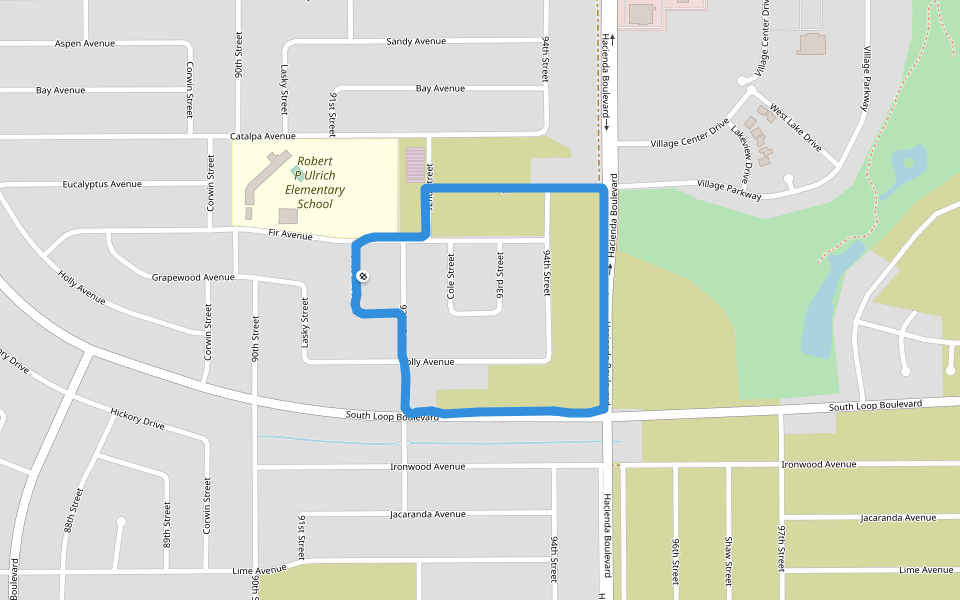 Robert P Ulrich Elementary School walking route map in California City