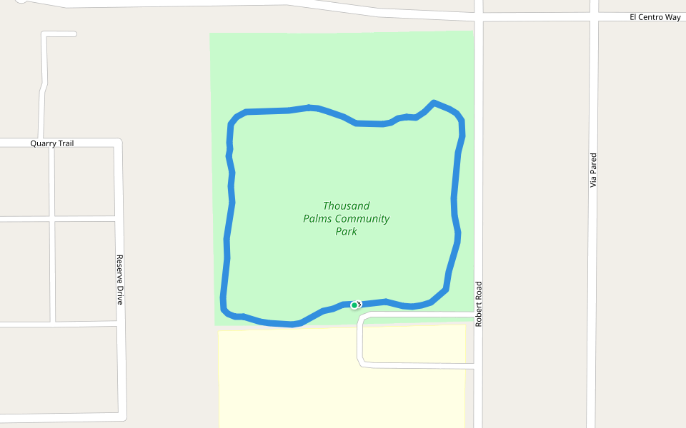 Thousand Palms Community Park walking route map in Thousand Palms