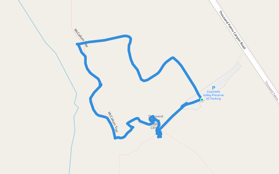 McCallum Trail walking route map in Thousand Palms