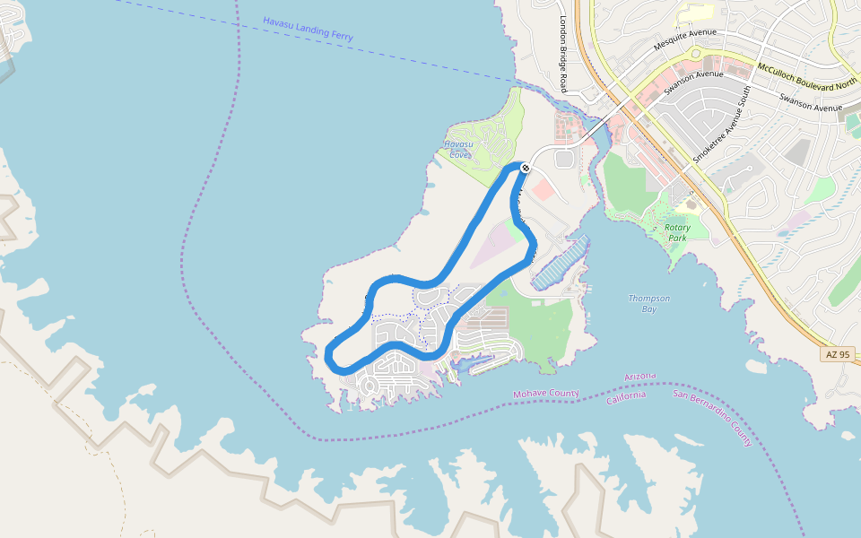 Grand Island Park walking route map in Lake Havasu City